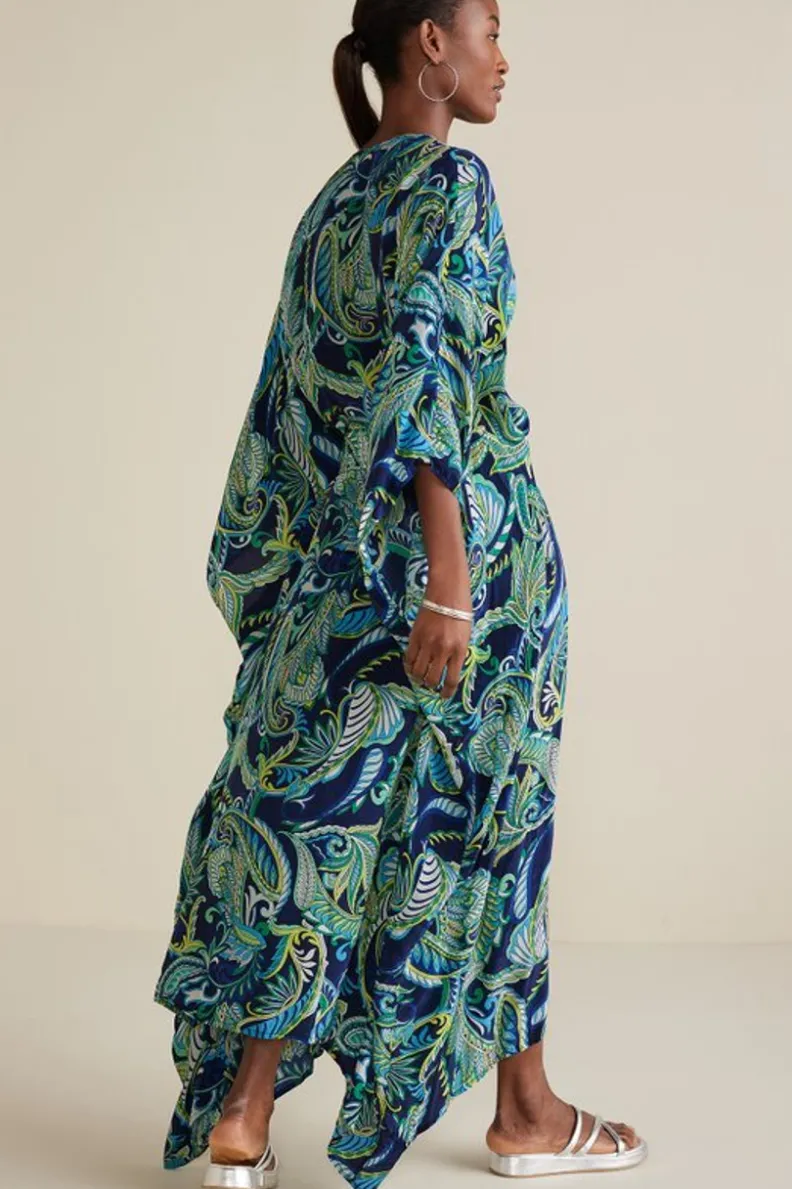 Túnica Zorica en Azul Costero - Estampado Paisley Brisa Marina | Colección Verano Soft Surroundings