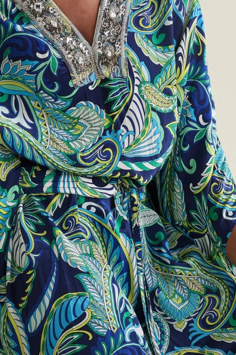 Túnica Zorica en Azul Costero - Estampado Paisley Brisa Marina | Colección Verano Soft Surroundings